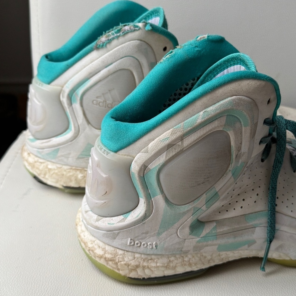 Adidas D Rose 5 Teal and White Basketball Shoes - Picture 12 of 14